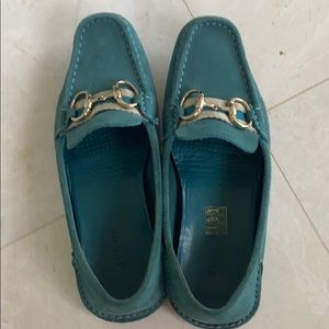 Teal suede Gucci Loafers 36